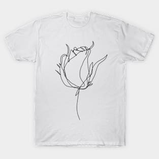 Rose Petal One Line Art T-Shirt